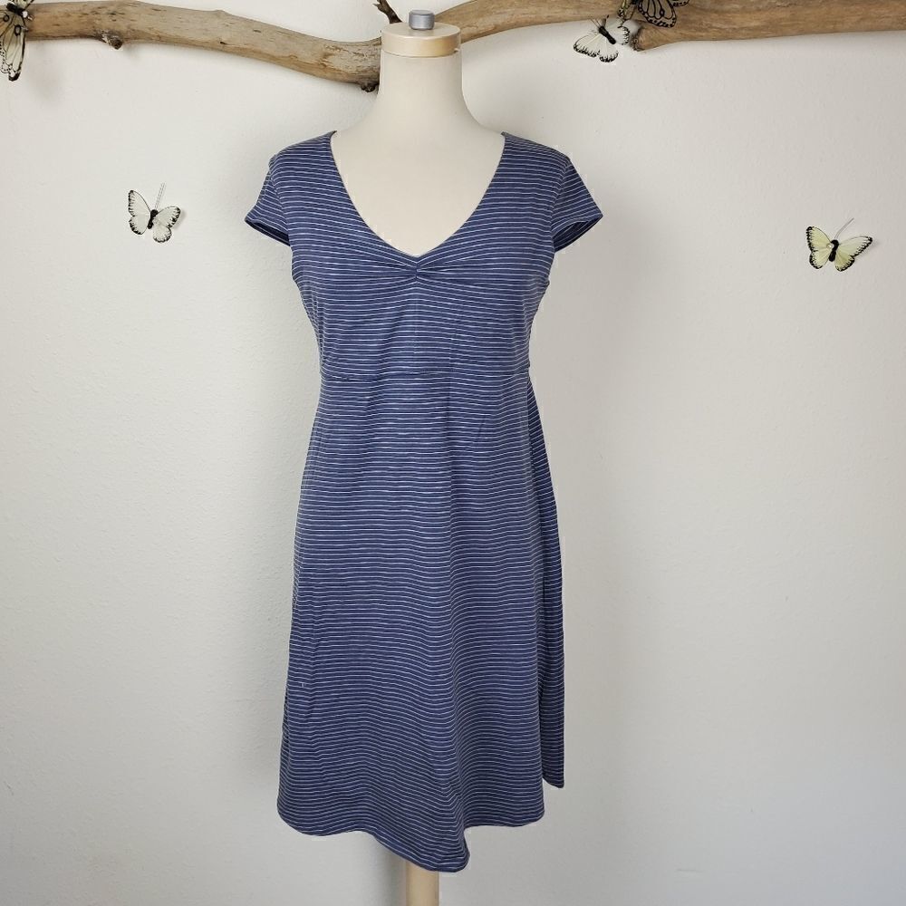Toad & co striped organic cotton cap sleeve dress